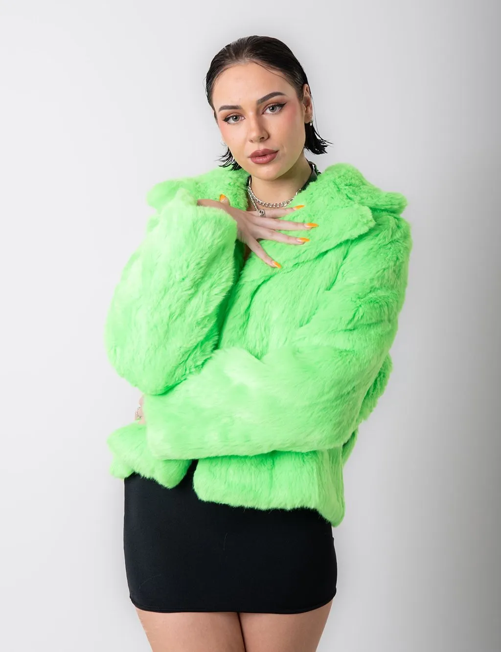 GREEN MACHINE FAUX FUR JACKET - CROP LENGTH ✰ MADE 4 U ✰