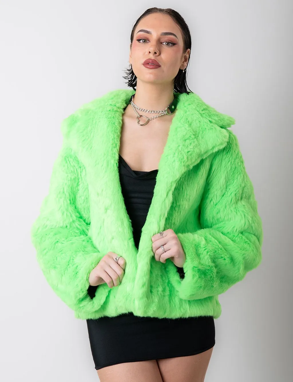 GREEN MACHINE FAUX FUR JACKET - CROP LENGTH ✰ MADE 4 U ✰