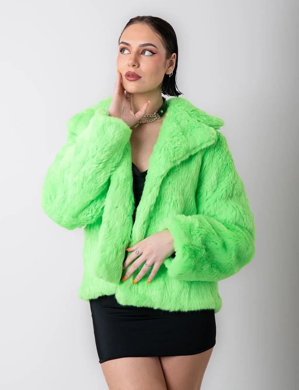 GREEN MACHINE FAUX FUR JACKET - CROP LENGTH ✰ MADE 4 U ✰