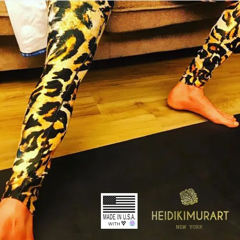 Green Tartan Print Men's Leggings, Classic Traditional Meggings Compression Running Tights