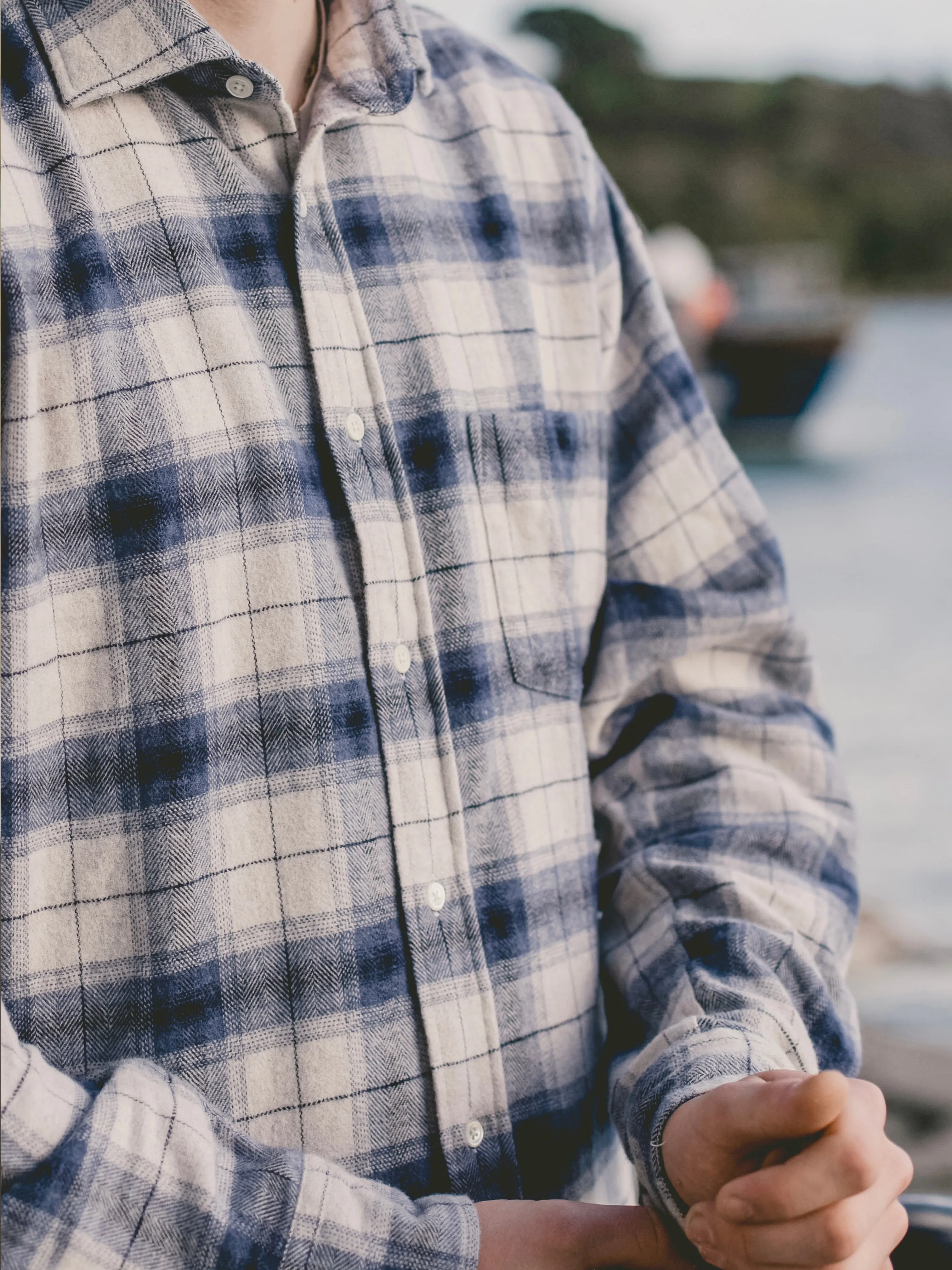 Hartford Harris Navy & Natural Check Shirt