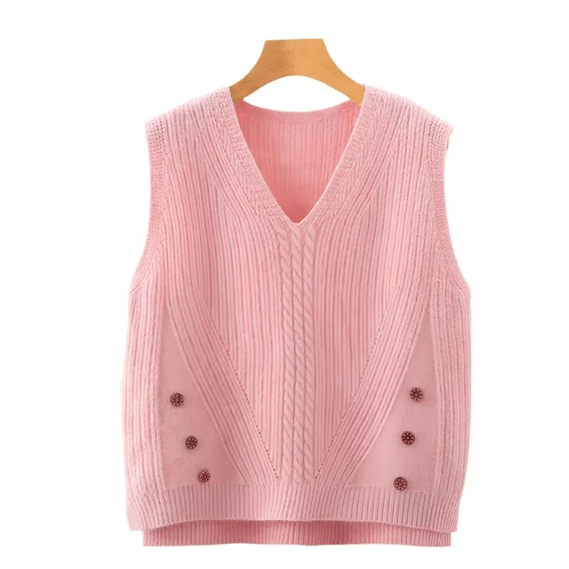 Hem Split Pullover Sweater Women's Vest Collar Small Vest