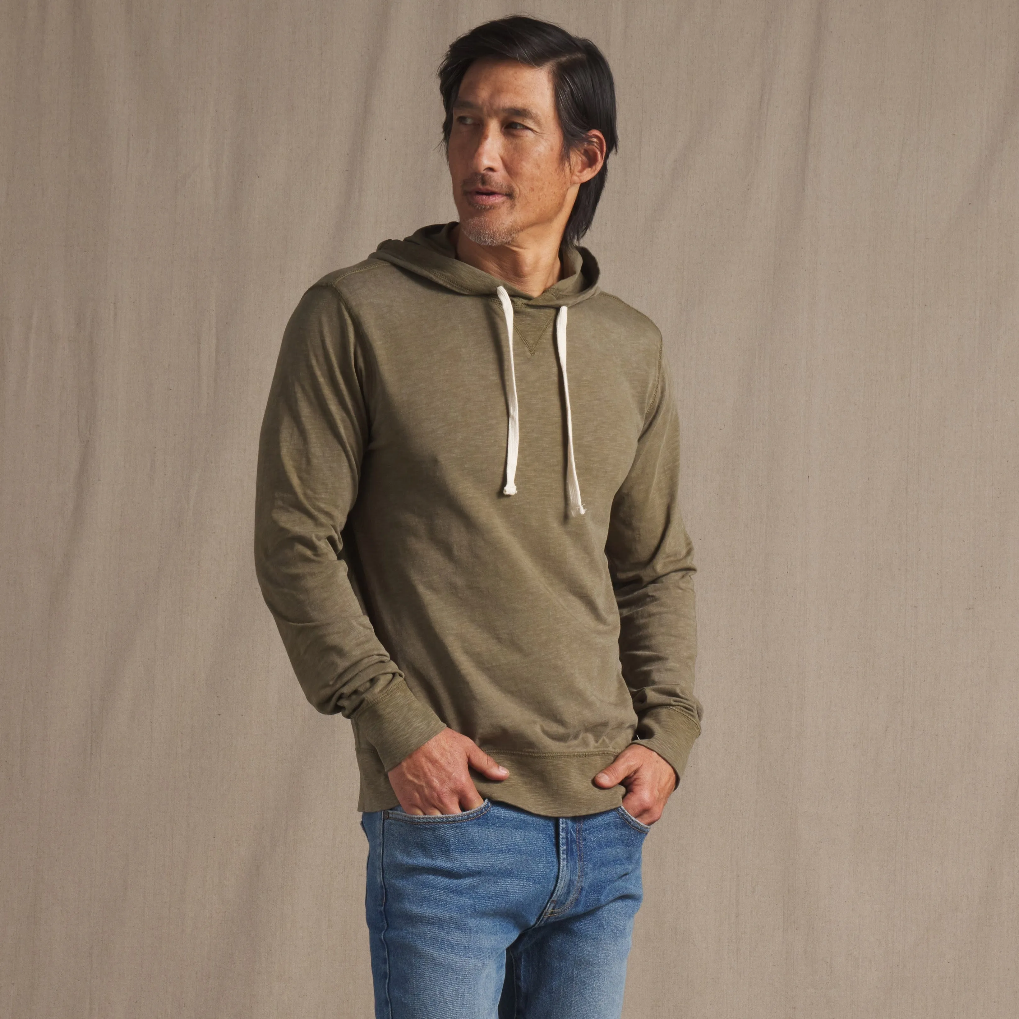 Hewitt Garment Dyed Hoodie - Military Olive