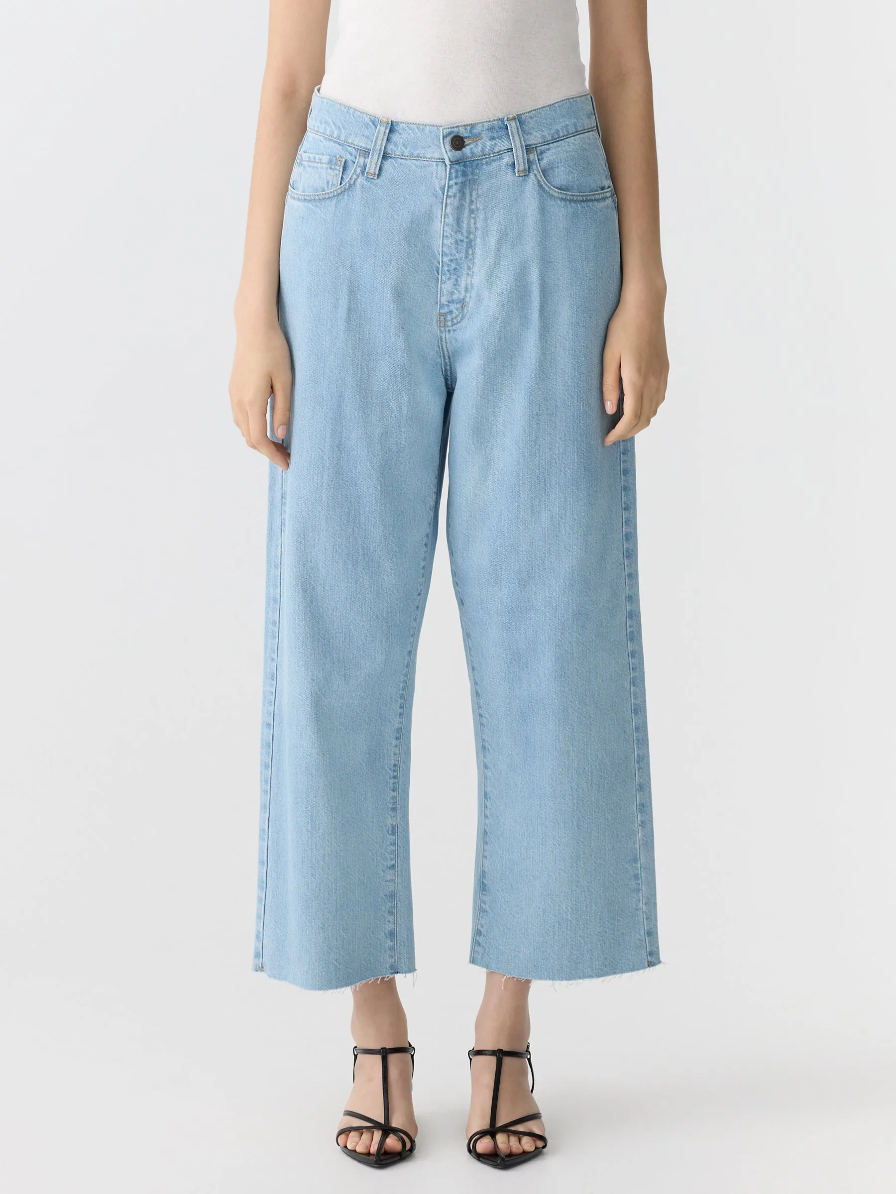 high rise wide crop jean