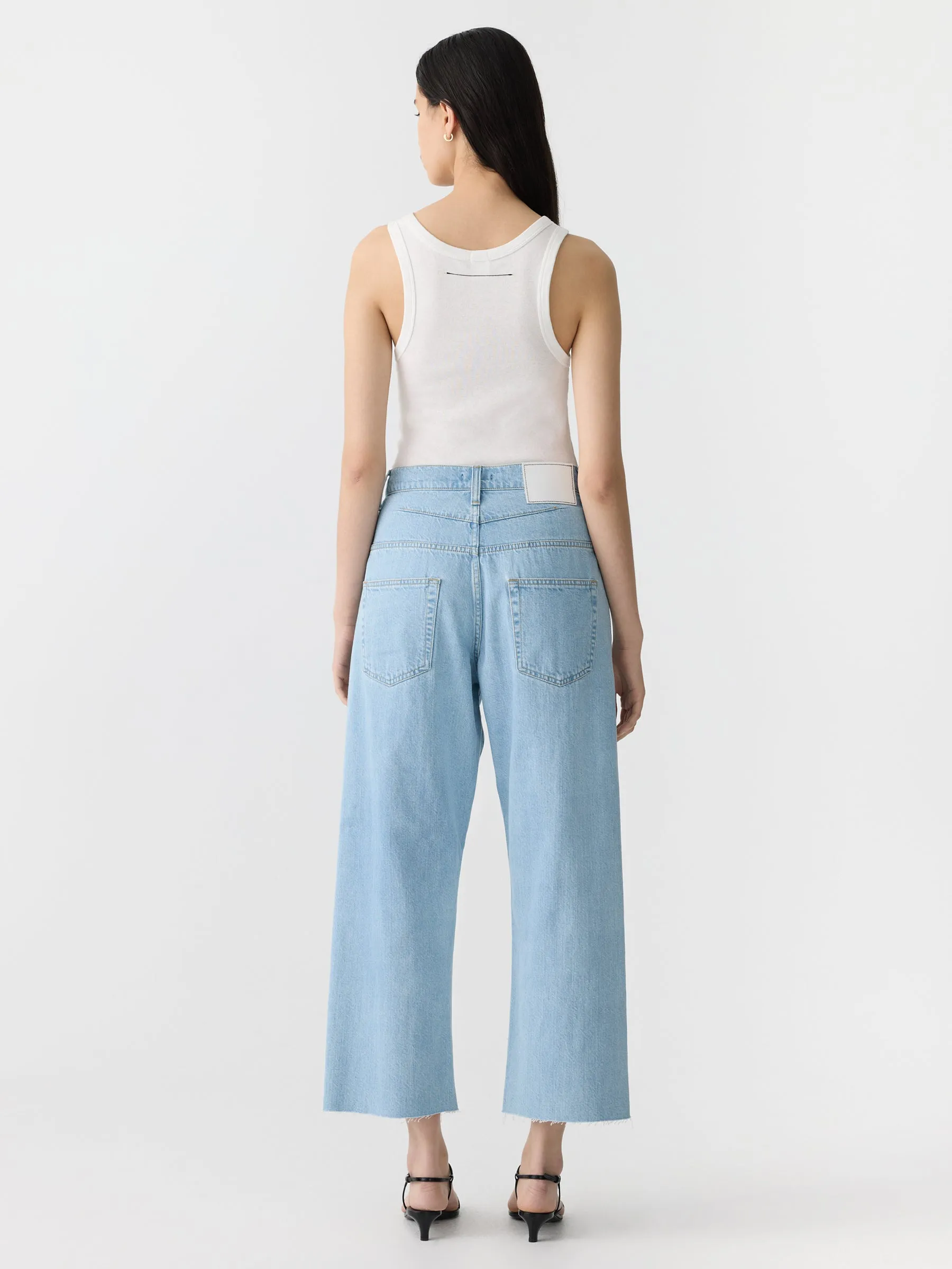 high rise wide crop jean