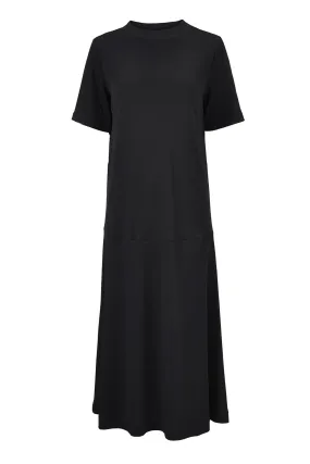 HOLDEN JERSEY DRESS - BLACK - SILK/COTTON JERSEY