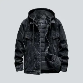 Hooded street jean jacket
 for men