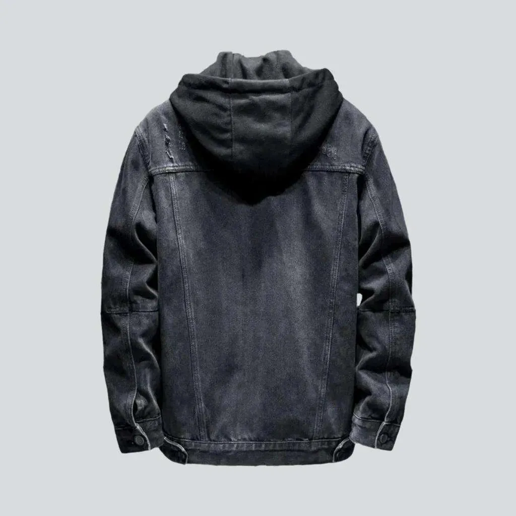 Hooded street jean jacket
 for men