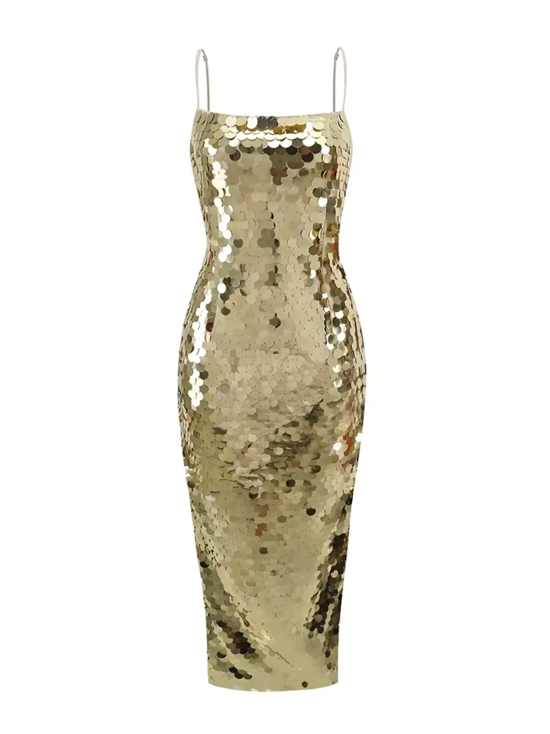 Ilsa Sequin Midi Dress in Gold