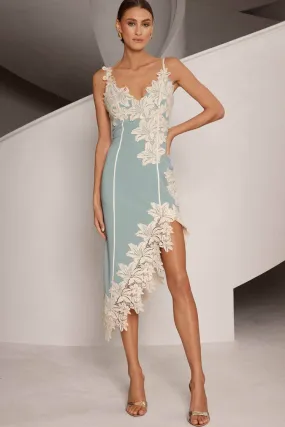 Isabelle Lace Asym Dress in Powder Blue