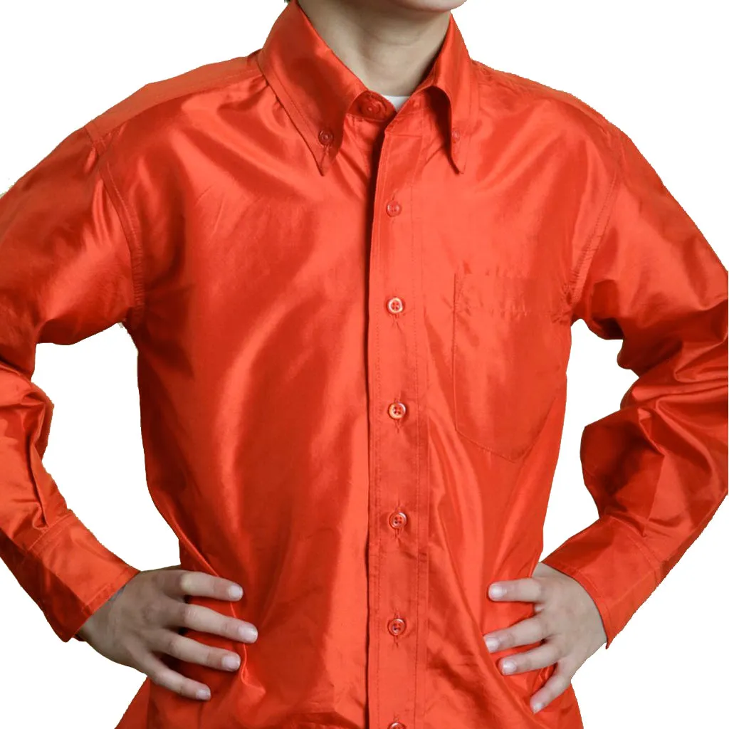 Jaipur Boys Red Silk Party Shirt