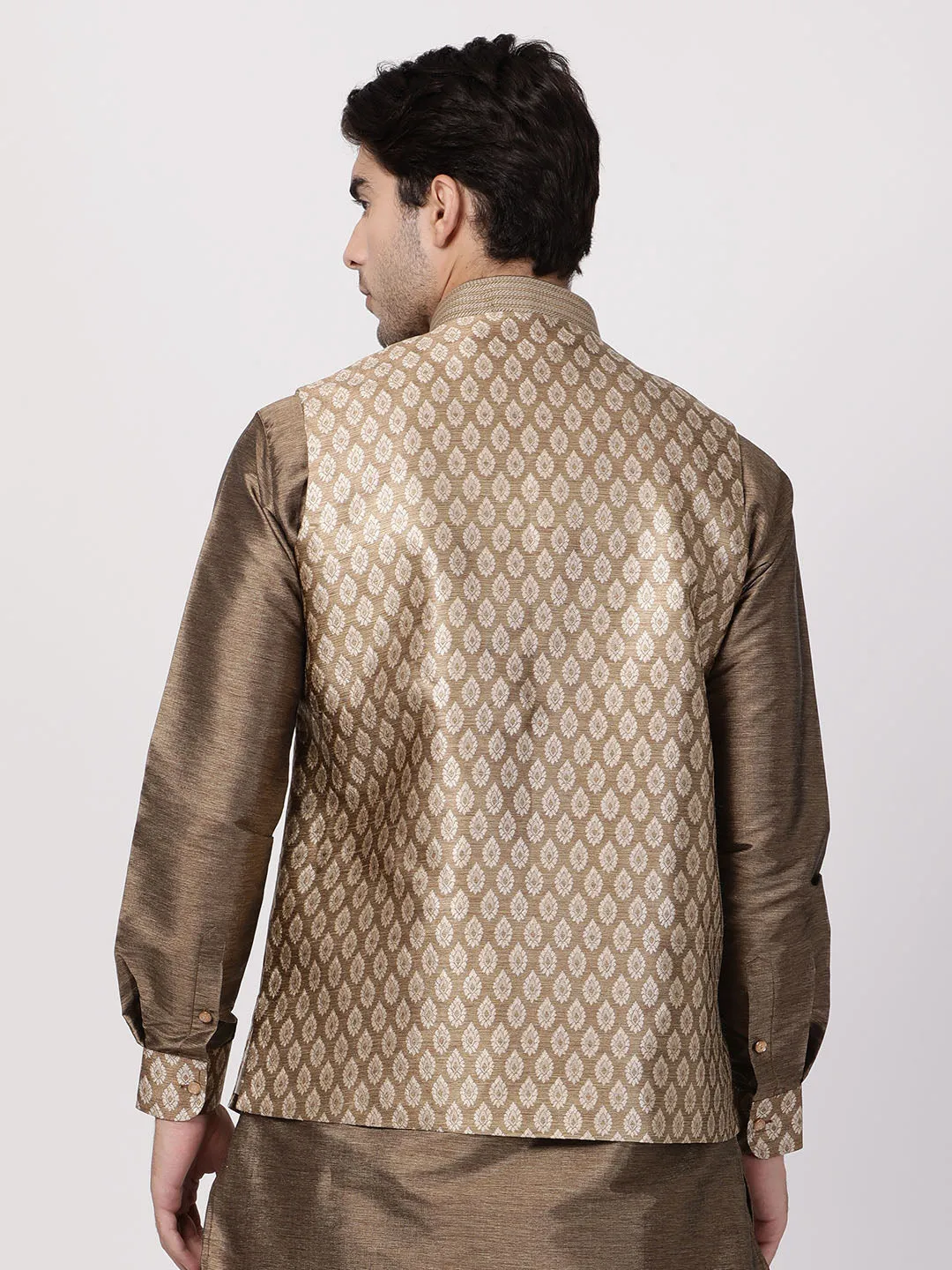 Jashvi Silk Blend Gold Baap Beta Ethnic Jacket