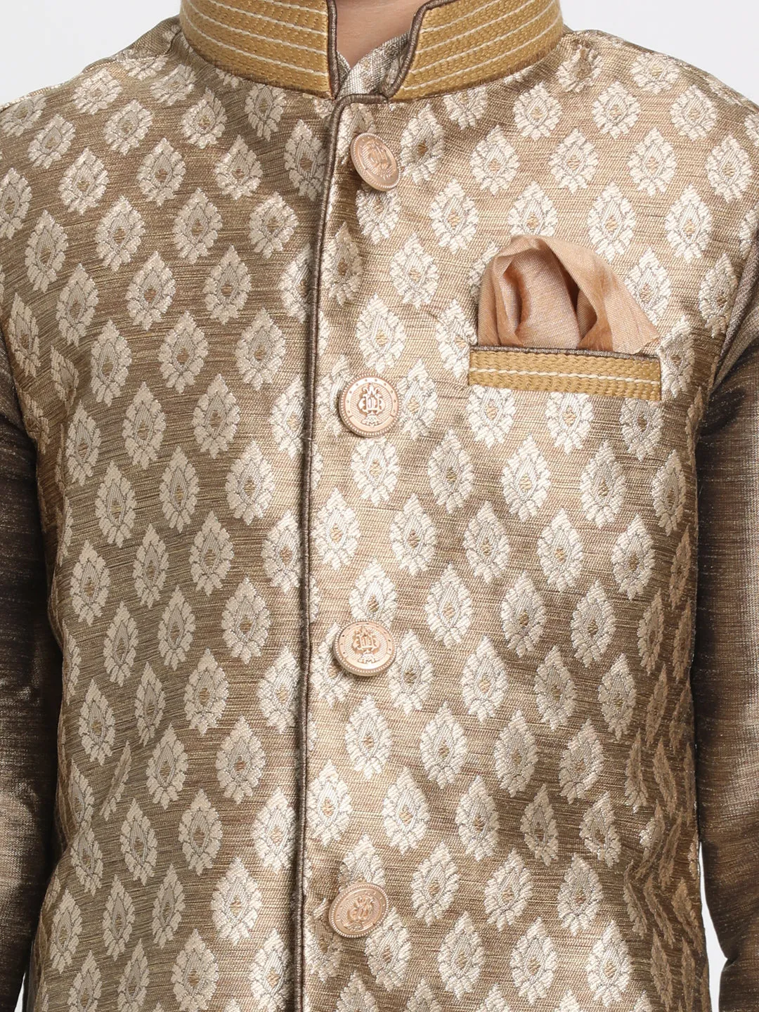 Jashvi Silk Blend Gold Baap Beta Ethnic Jacket