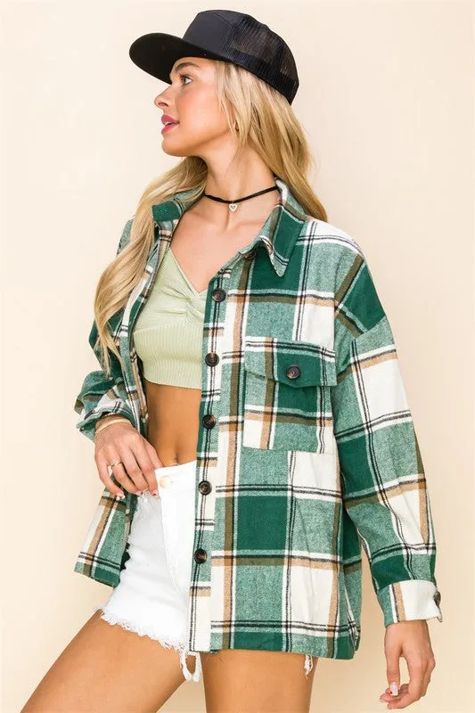 Kelly Green Plaid Shacket