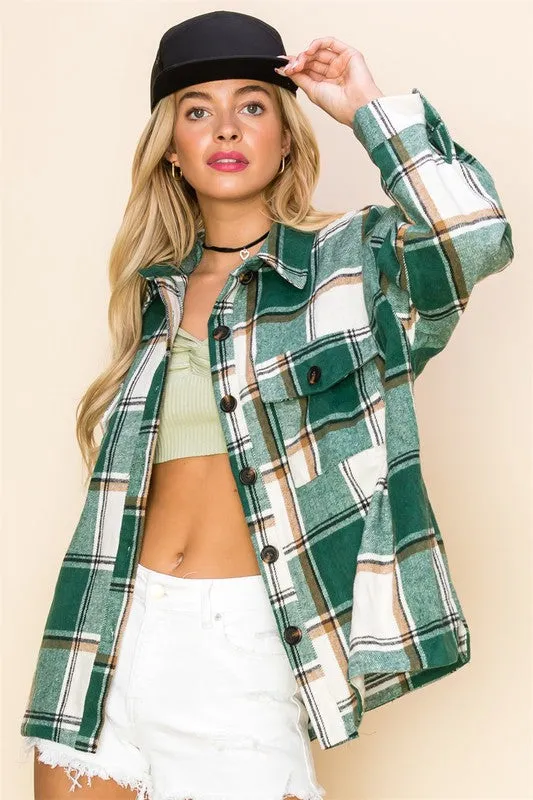 Kelly Green Plaid Shacket