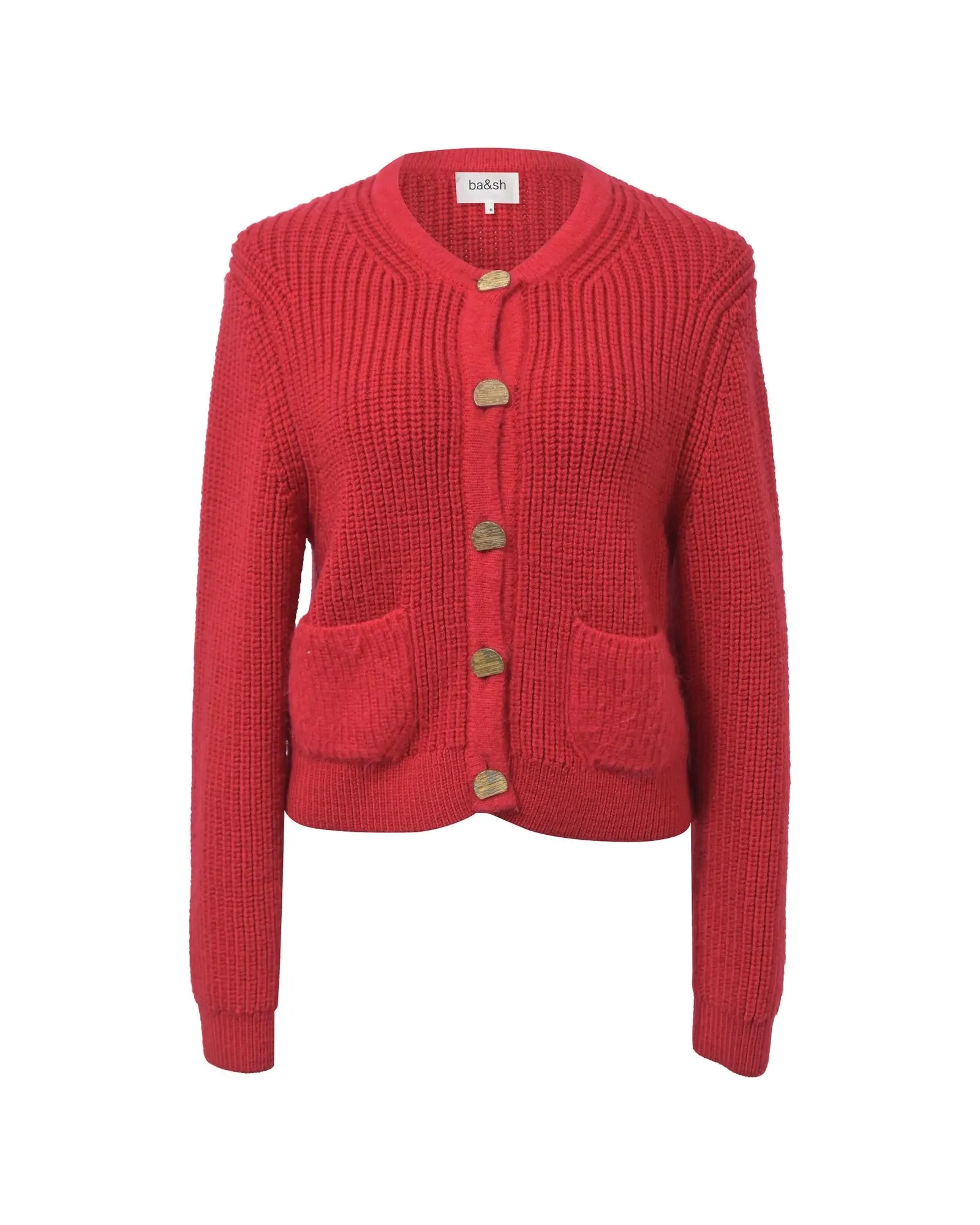 Knitted Purrl Button-Front Wool Cardigan