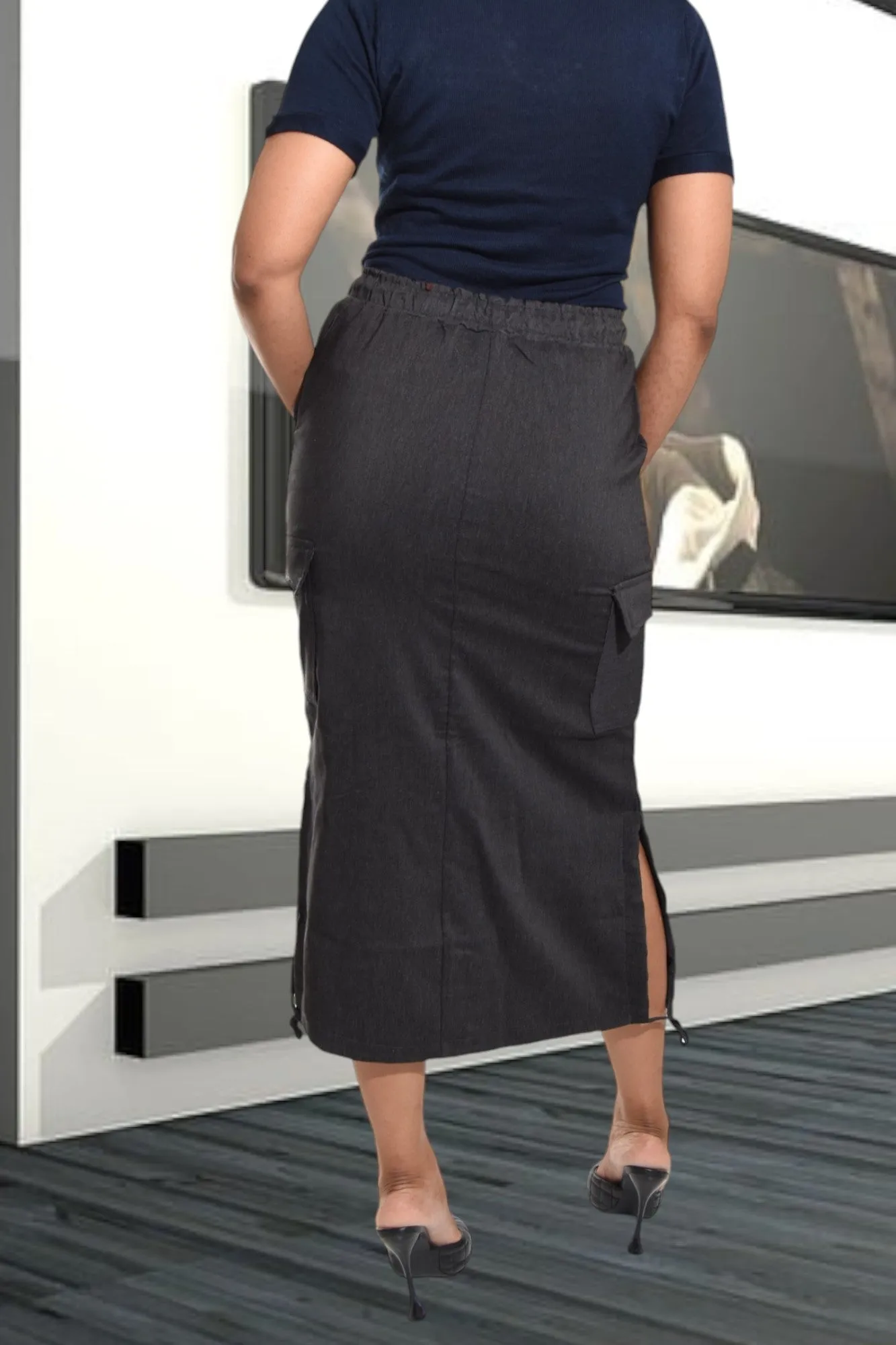 Ladies Grey Utility Skirt