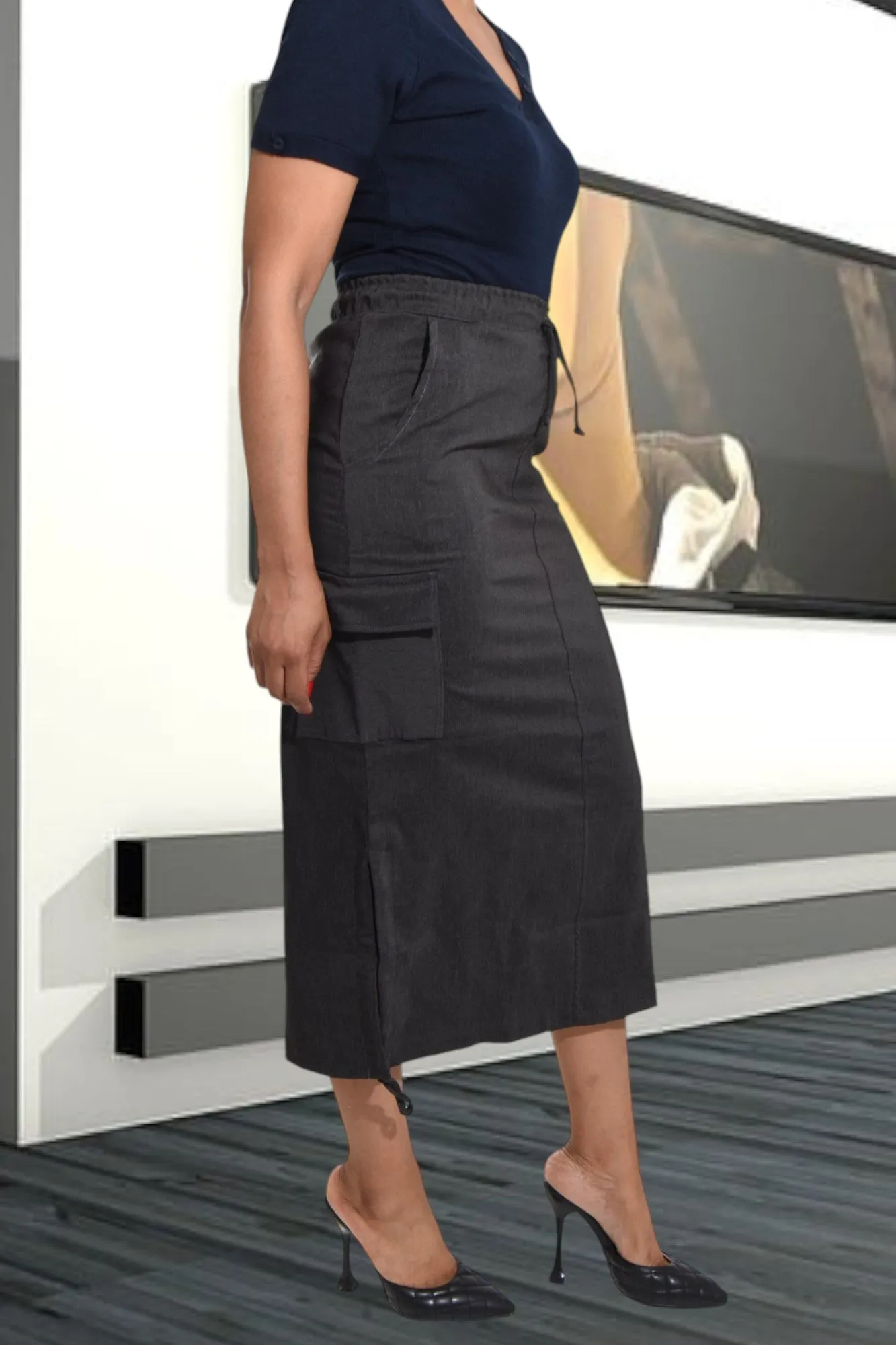 Ladies Grey Utility Skirt