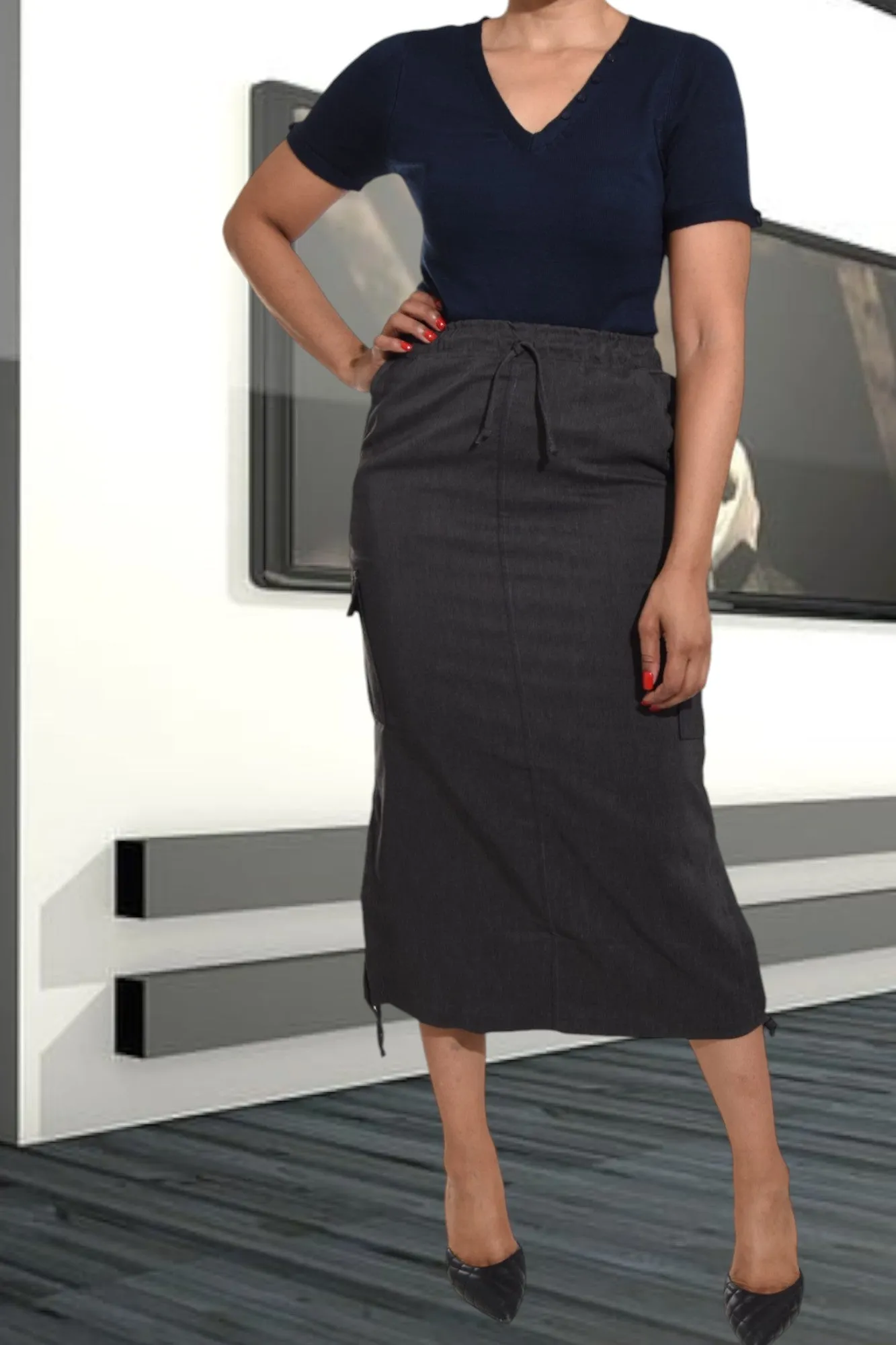 Ladies Grey Utility Skirt