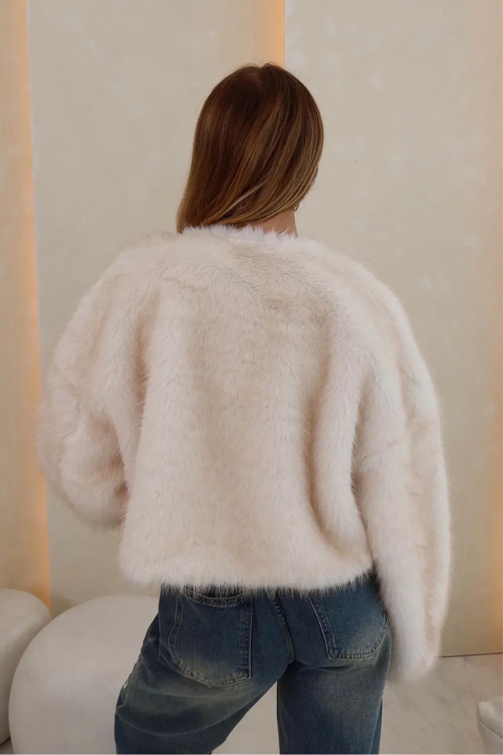 Lauren white faux fur jacket