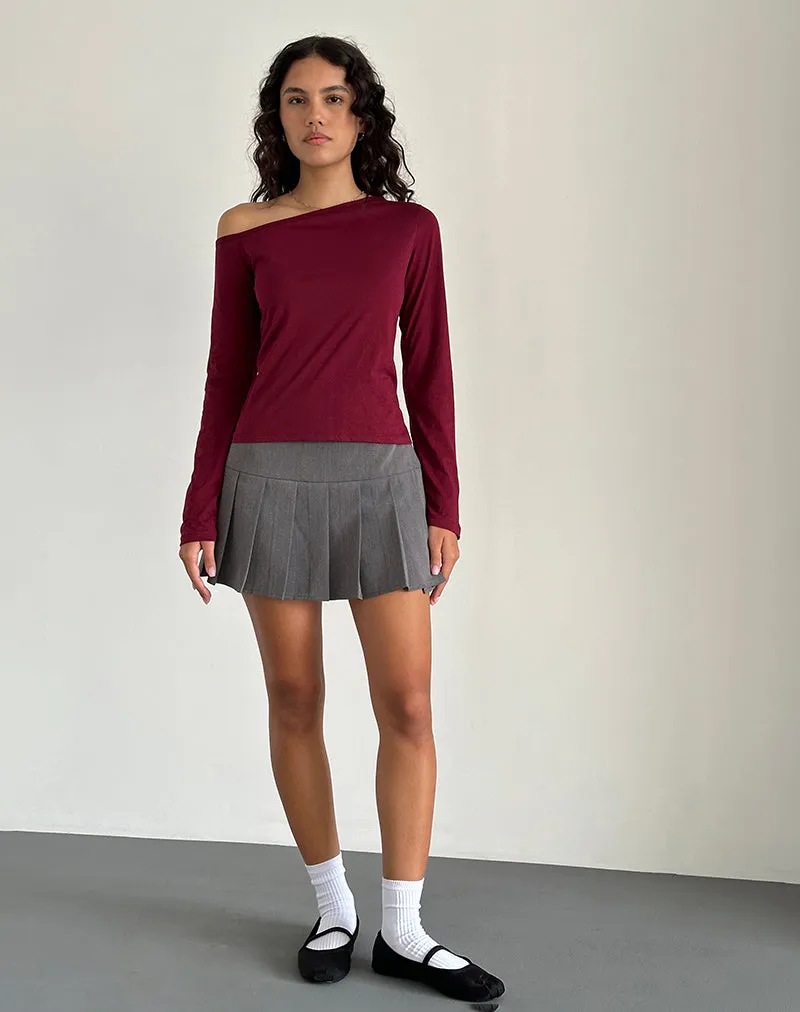 Ledez Asymmetric Slouchy Top in Burgundy Tissue