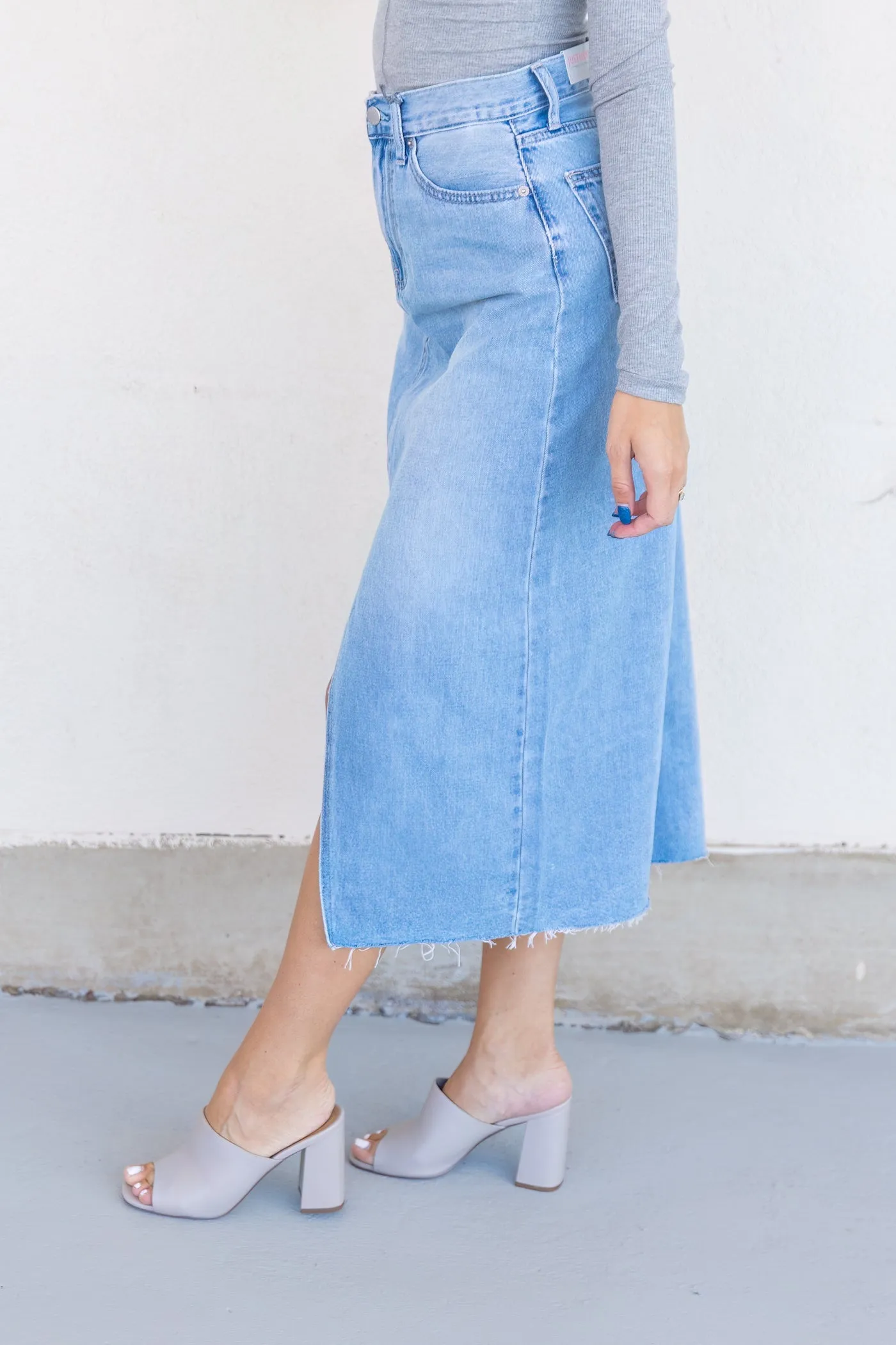 LEONIE DENIM MIDI SKIRT