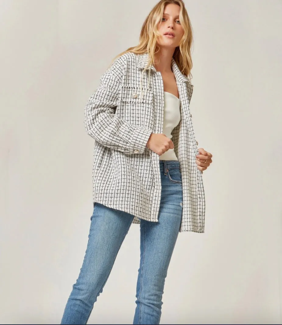 Lightweight Oversized Tweed Shacket