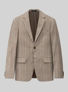 London Loom Brown Stripe Wool Silk Linen Jacket