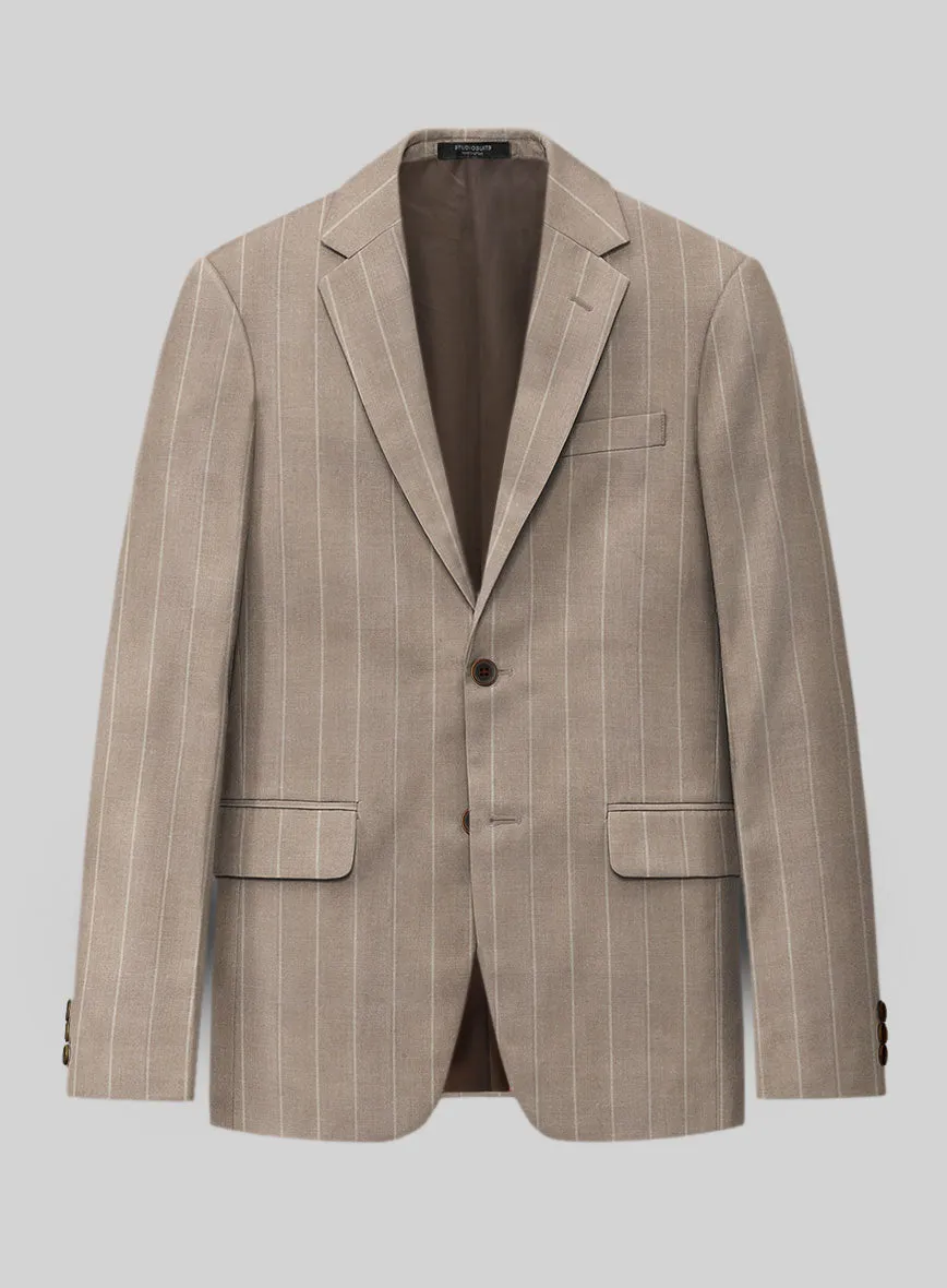 London Loom Brown Stripe Wool Silk Linen Jacket