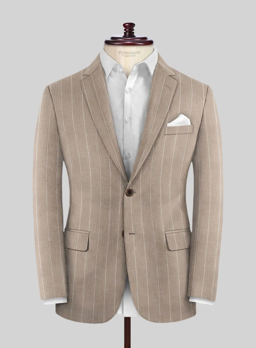 London Loom Brown Stripe Wool Silk Linen Jacket