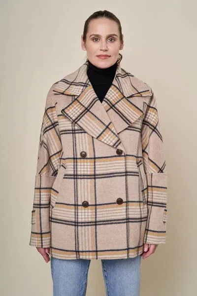 Lucas Double Face Wool Plaid Coat - Oatmeal