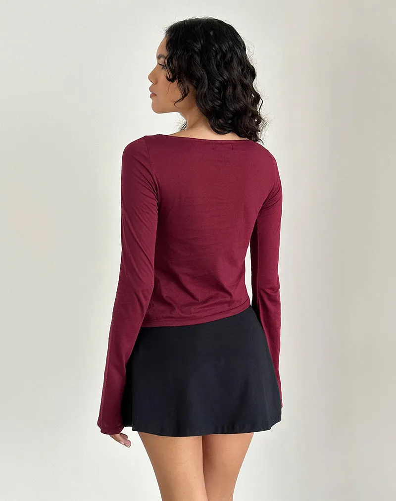 Lunica Long Sleeve Jersey Top in Burgundy