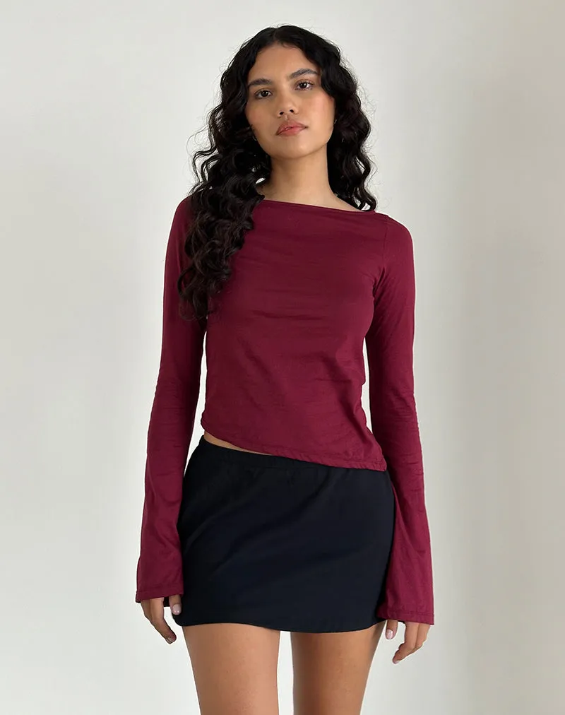 Lunica Long Sleeve Jersey Top in Burgundy