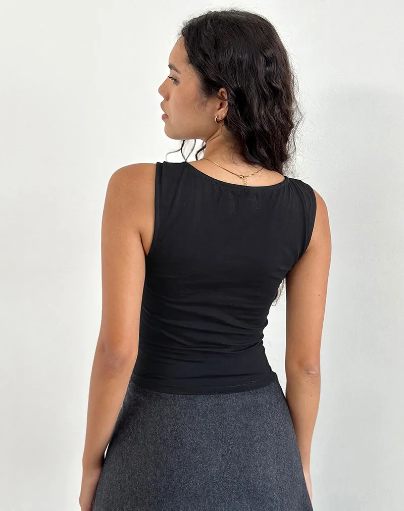 Mantha Knot Shoulder Top in Black