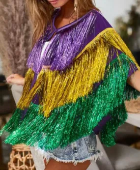 Mardi Gras Tinsel Poncho - ships NOW!!