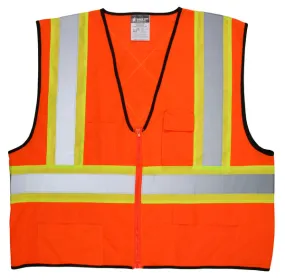 MCR Safety CSA Poly, Oran Vest 4 1/2 Lime/Sil X3