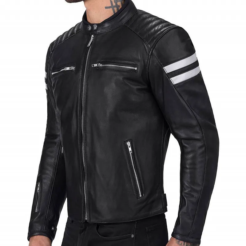 Men Black Jacket With White Strips