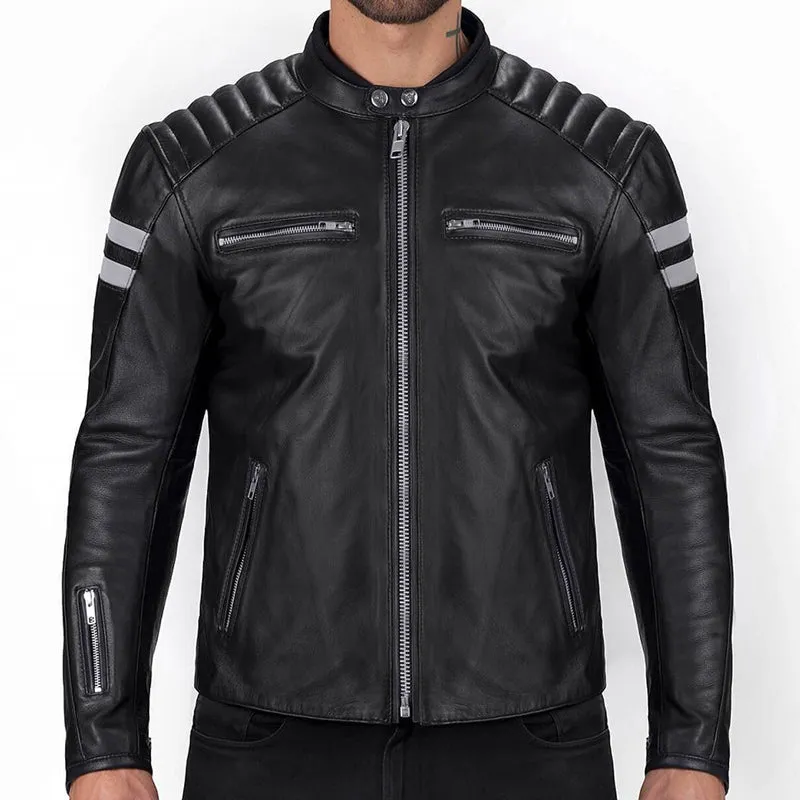 Men Black Jacket With White Strips