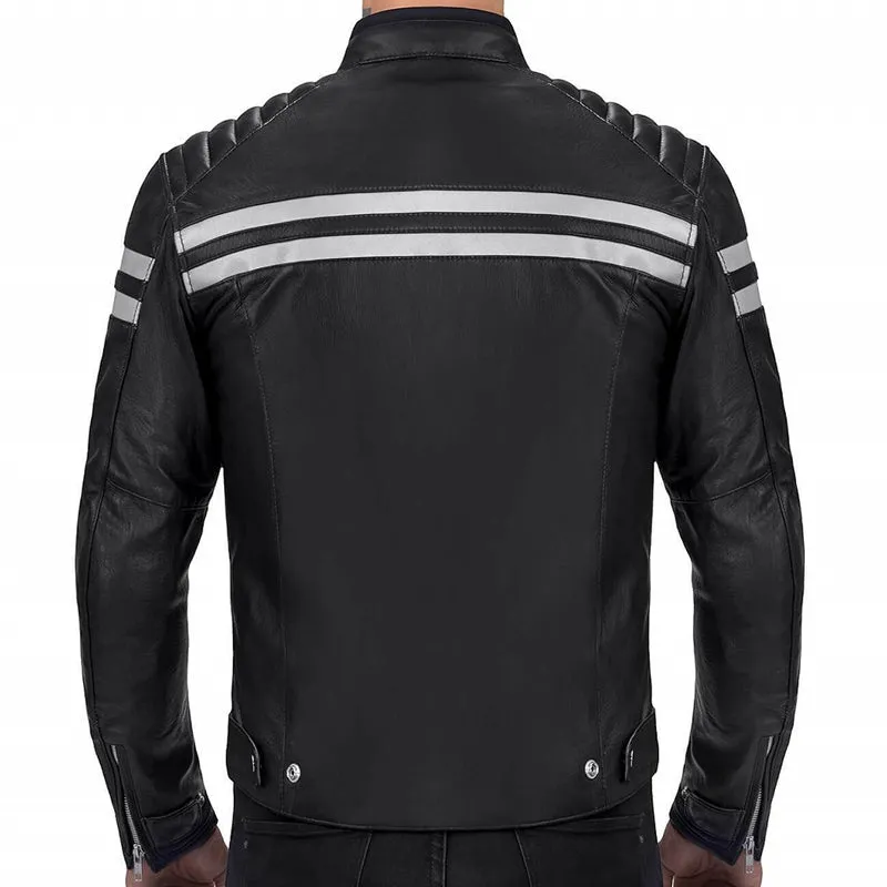 Men Black Jacket With White Strips