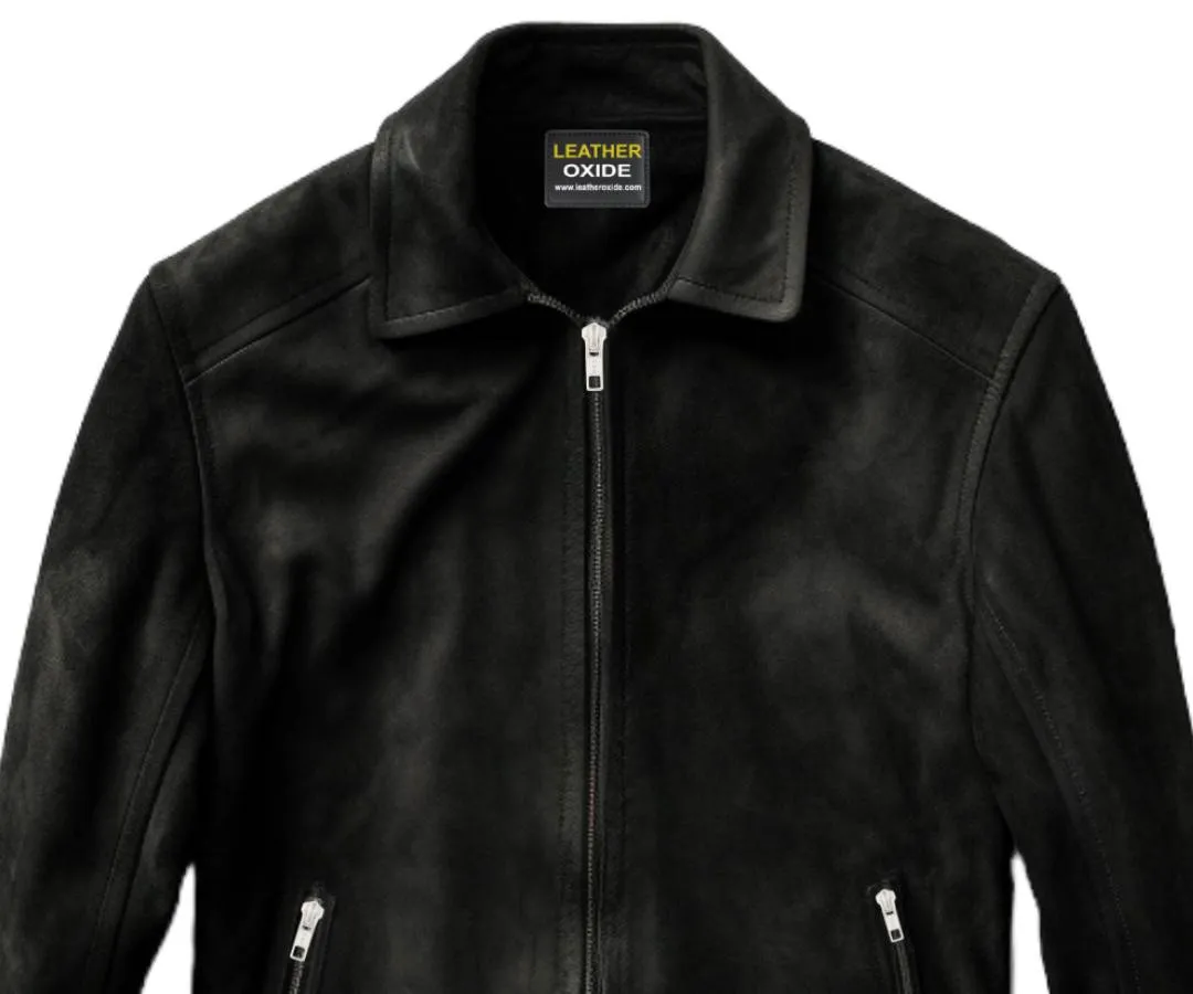 Men Black Suede Leather Jacket - Leather Jacket for Men