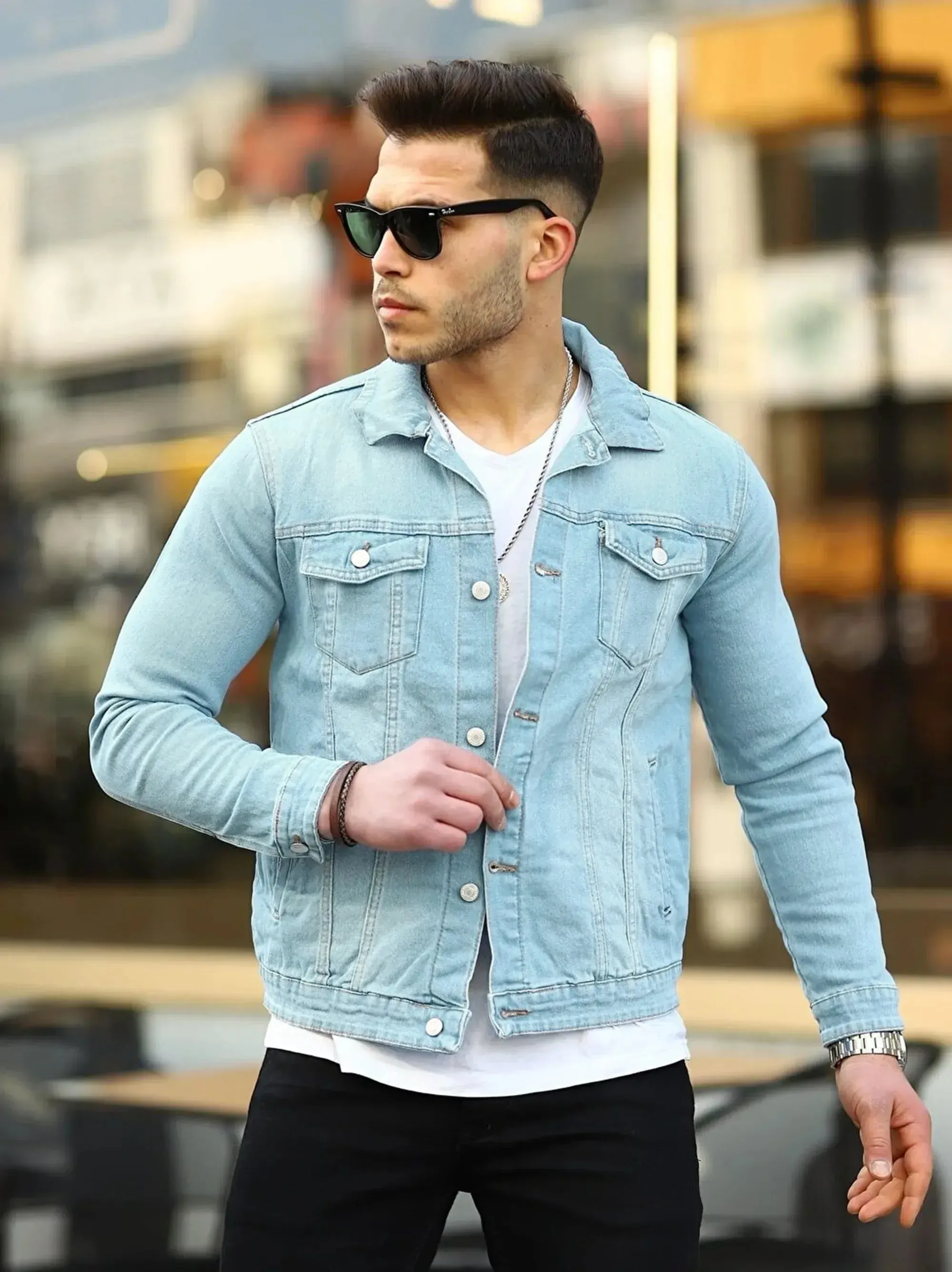 Men's Ice Blue Denim Jacket