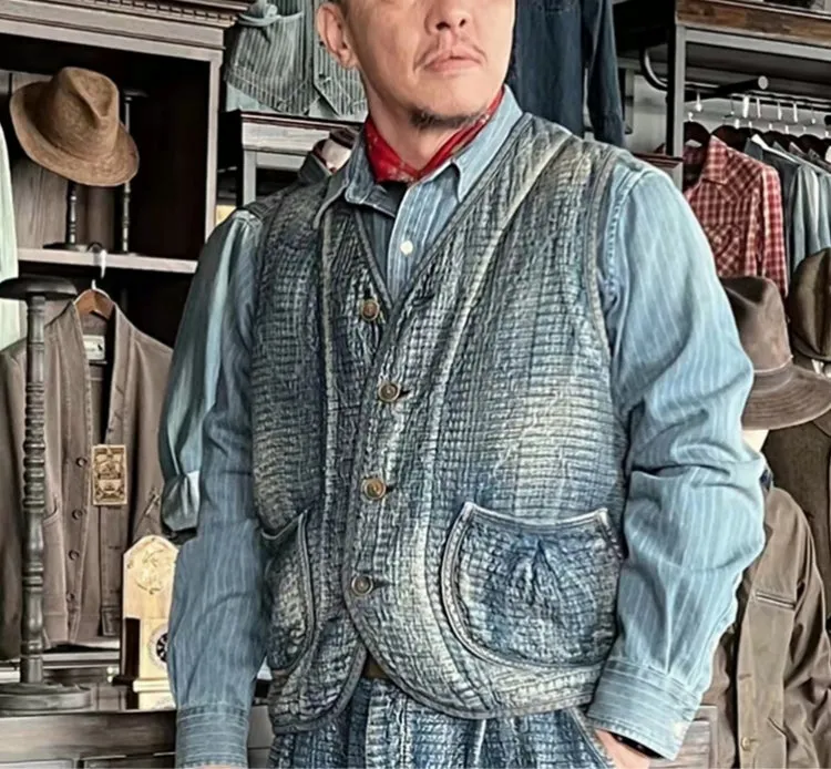 Men's Indigo Dyed Sashiko Kendo Vest