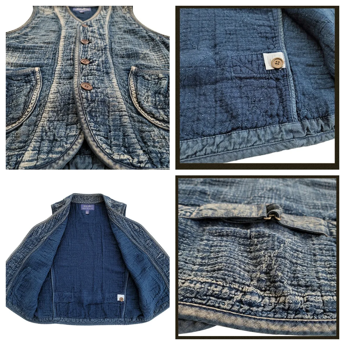 Men's Indigo Dyed Sashiko Kendo Vest