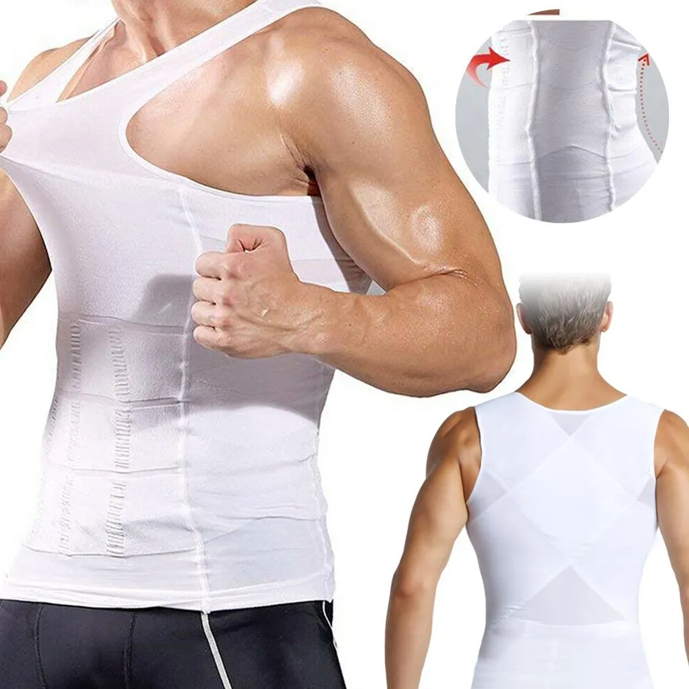 Men's Slimming Vest Body Shaper Corrective Posture Belly Compression