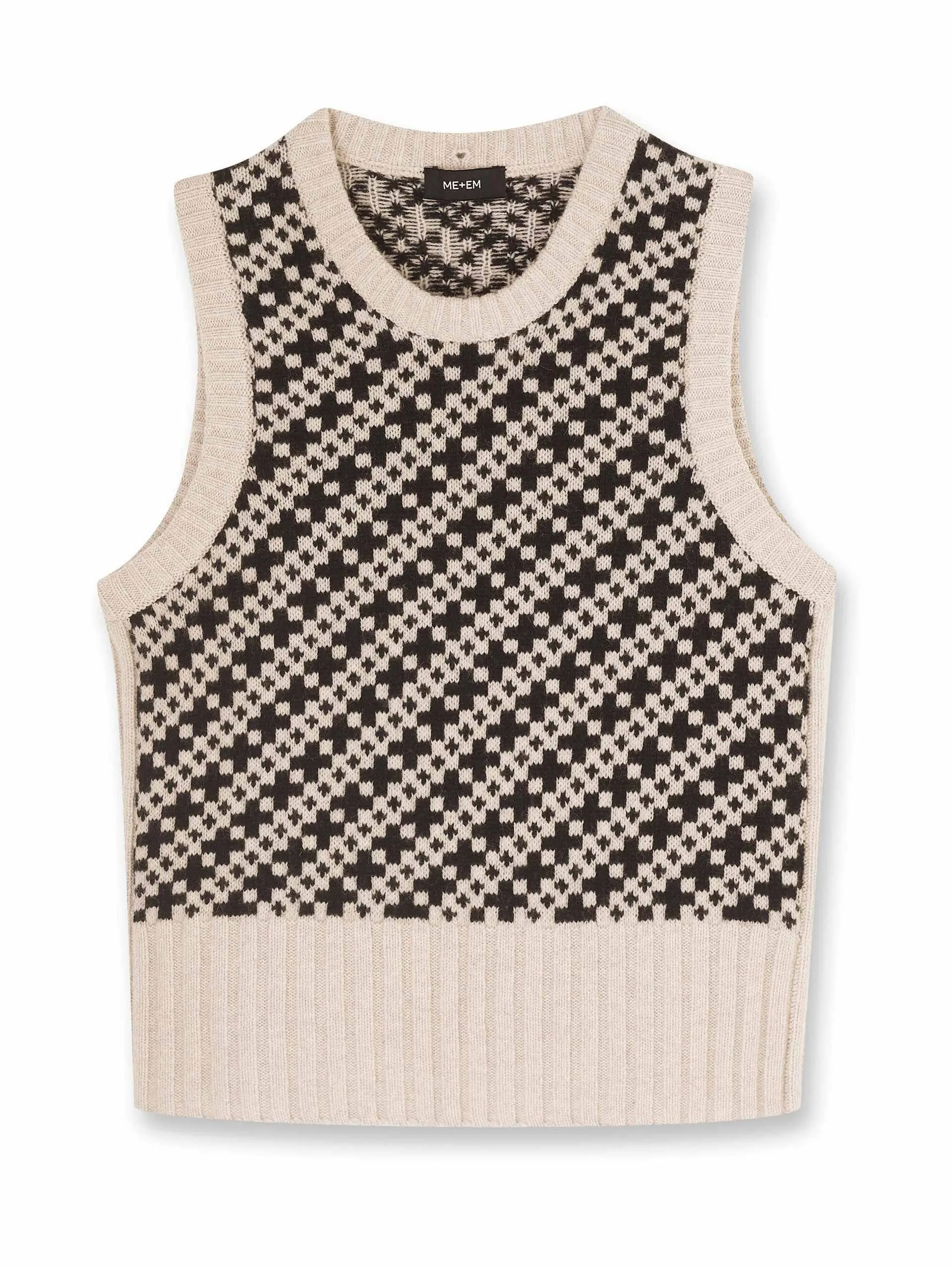 Merino cross jacquard vest   snood