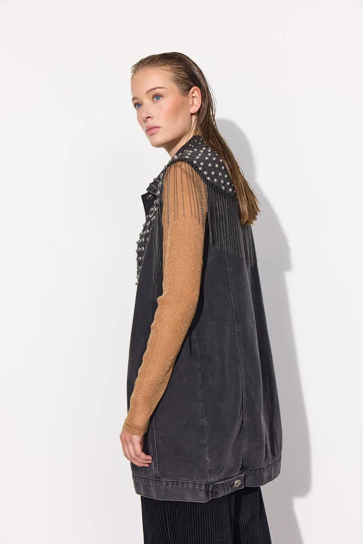 Mette Denim Vest - Black