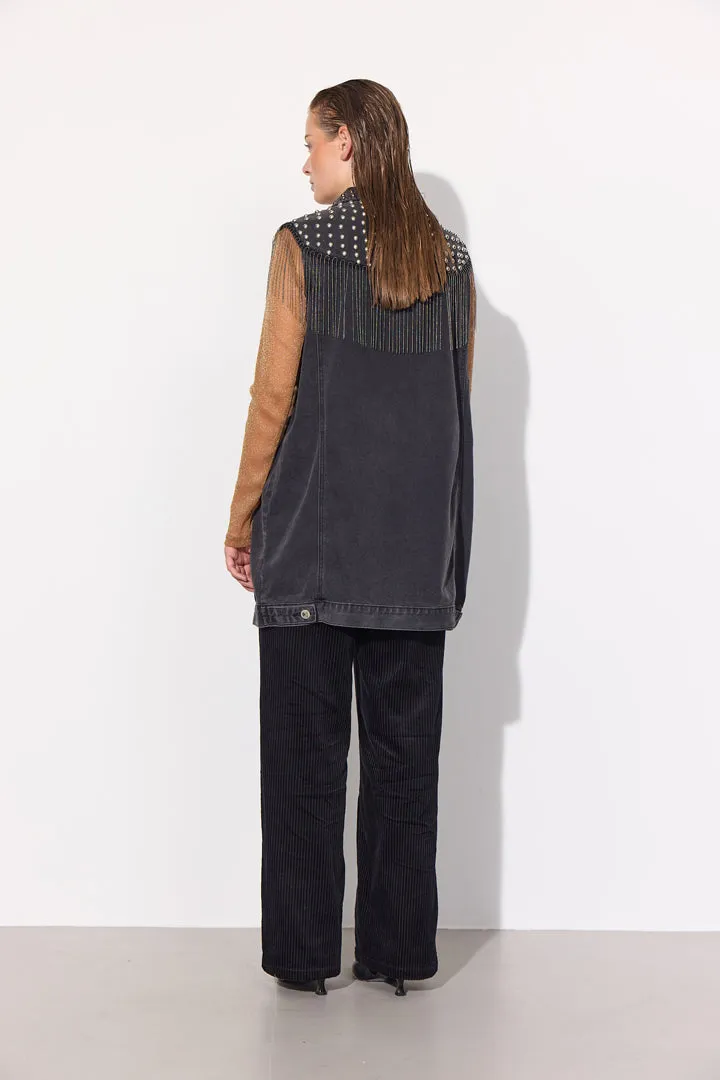 Mette Denim Vest - Black