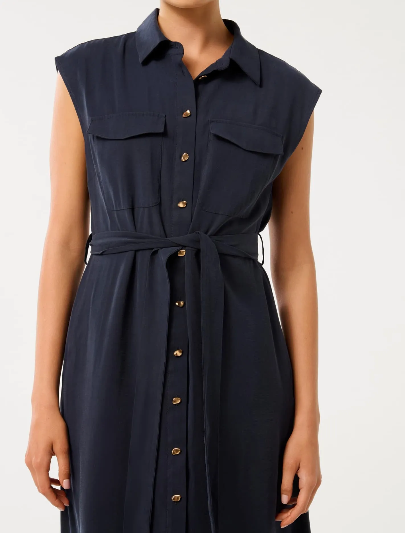 Mikayla Tie Belt Button Up Midi Dress