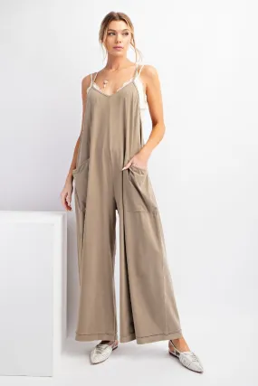 MINERAL WASHED COTTON SPAN JUMPSUIT