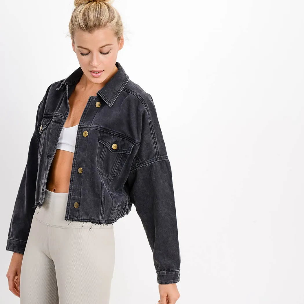 Mono B Raw & Ribbed Crop Denim Jacket